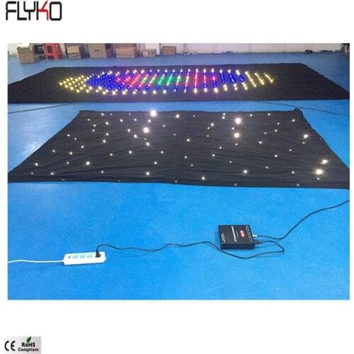 Best fireproof single color white velvet doub led star curtain cloth fabric 3x4m DMX function for star cloth booth backdrop
