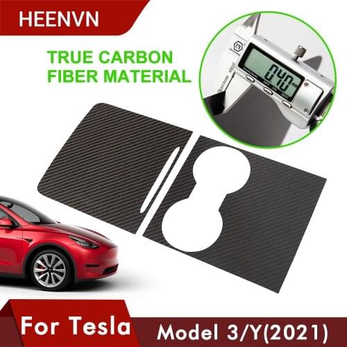 Heenvn 2021 Model3 Center Console Cover For Tesla Model Y 3 Real Carbon Fiber Central Interior Accessories Control Panel New
