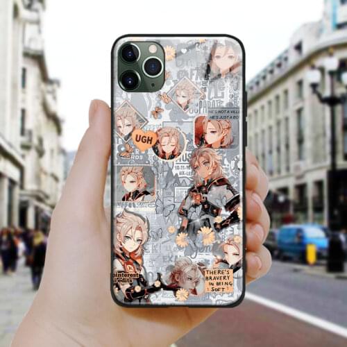 Genshin impact albedo art Soft Silicone Glass Phone Case Cover Shell For iPhone SE 6 6s 7 8 Plus X XR XS 11 12 Mini Pro Max