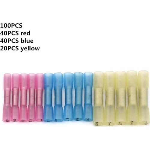Waterproof Heat Shrink Butt Connectors 100pcs Electrical Wire Splice Cable Crimp Ring Terminals Connectors AWG 22-10 Kit