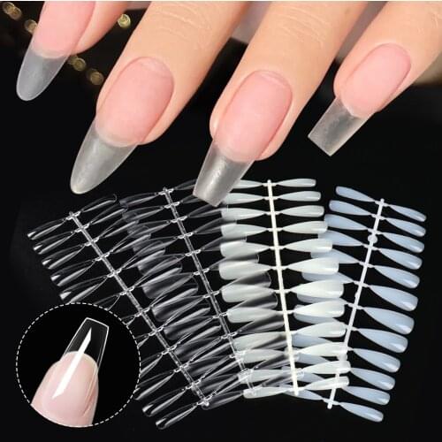 24pcs Fake Nail Tips Full Cover French Nails Extension False Tips Clear Matte Nature Color Acrylic UV Gel Ongles Manicure LY1853