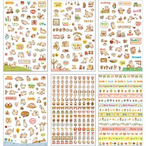 Scrapbooking Cat Stickers Girl Gift Stationery Sticky phone Stickers JETTING New Cute Korean 6 sheets New Cartoon Kawaii Paper