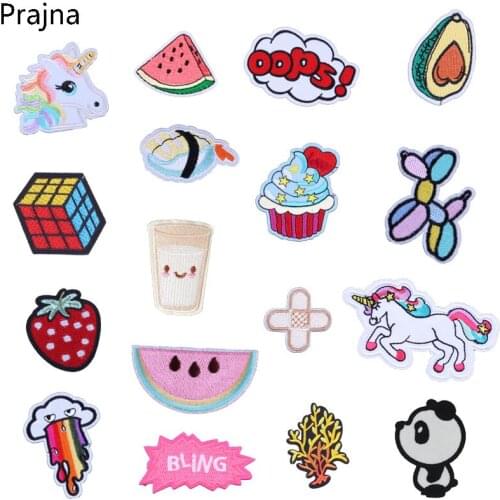 Prajna OOPS Dog Patch Milk Unicorn Applique Embroidery Patch Stripes For Clothes Anime Cartoon Iron-on Patch Badge application
