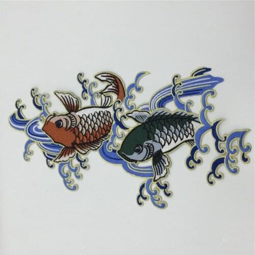 Carp leaping patches,Embroidery cloth stickers, iron on patches