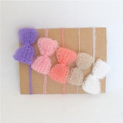 Newborn knit mohair Tieback Photography props Baby Bow Headband props