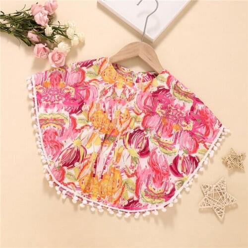 New Girls Sun-Proof Cover-Ups Dresses Beach Floral Print Round Neck Batwing Sleeve Smock Pullover for 6 Months-3 Years