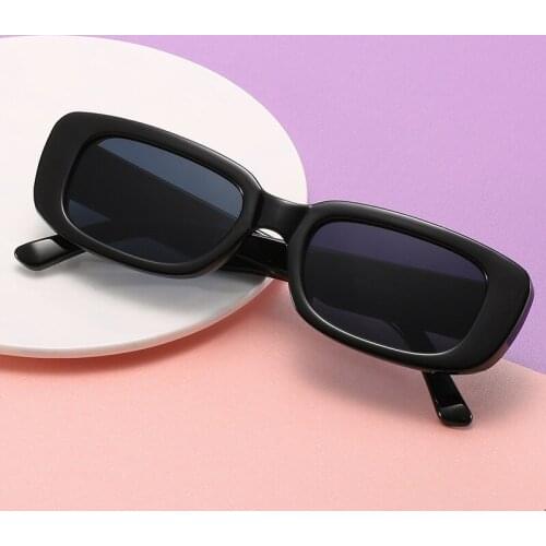 Vintage Black Square Sunglasses Women Luxury Brand Small Rectangle Sun Glasses Female Gradient Clear Mirror Oculos De Sol