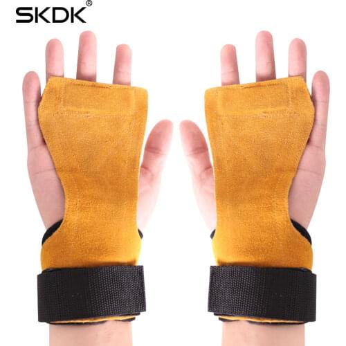 1 Pair Hand Grip Cowhide Crossfit Gymnastics Guard Palm Protectors Glove Pull Up Bar Weight Lifting Glove Gym Gloves workout