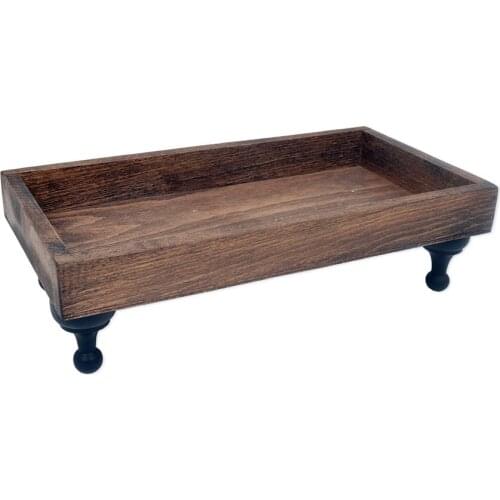 Anthracite Leg Wood Tray Bedroom Coffee Table Bed Tray Width 20 cm Length 38 cm Height 10,8 cm Color Walnut-Anthracite Wood Type