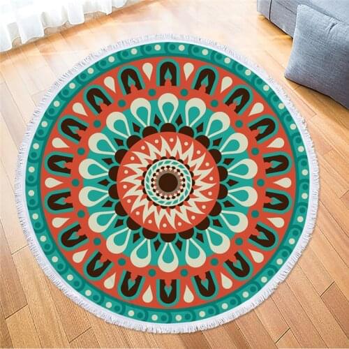 Bohemian Style Microfiber Towel Beach Towel for Adult Yoga Mat Tassel Large Round Towel Cotton Tapestry Home Decor Blankets