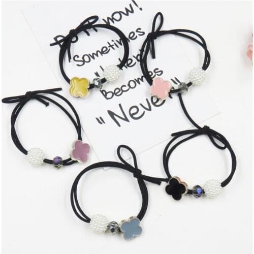 10PCS Pretty Clover Flower Elastic Hair Bands For Girls Handmade Hair Tie Scrunchy Kids Creative Hair Accessories For Women