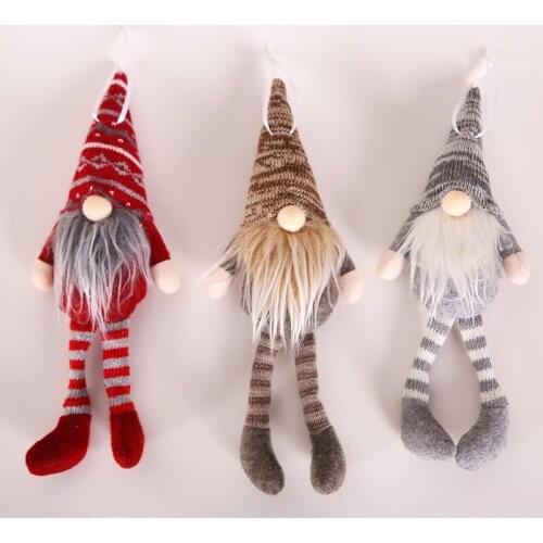 2019 Christmas navidad Ornament Knitted Plush Gnome Doll Christmas Tree Wall Hanging Pendant Holiday Decor Gift