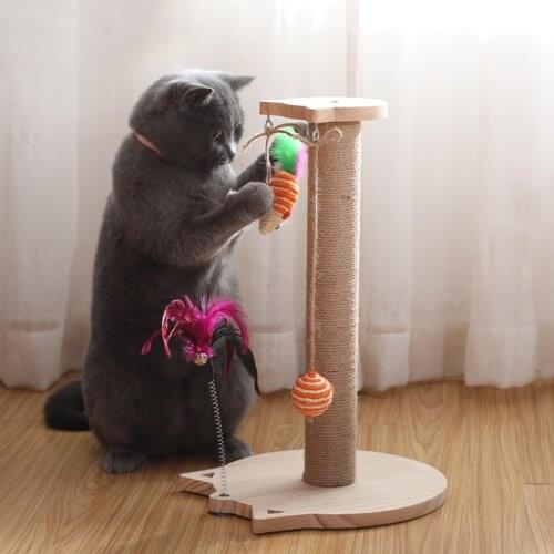 Sisal Cat Scratch Solid Wood Board The Vertical Post Of Cat Fixed Suction Strong Cup Cat Climbing Shelf Paw Sharpening Cat Toy