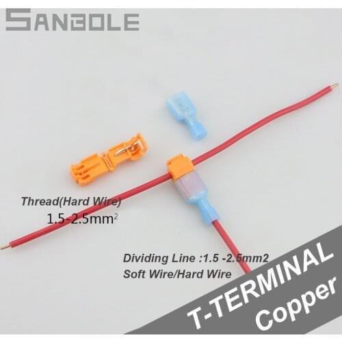 T-shape Terminal Copper Line Connection Fast Wire Divider Home Decoration 1.5-2.5 Hard Line 15A male and female (100set/200pcs)