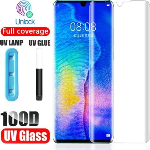 UV Tempered Glass For Huawei p50 Pro Full Glue Screen Protector For Huawei Nova 7 8 pro honor 30 pro film mate 40 pro P30 P40