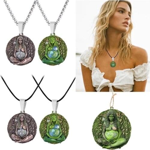 Mother Earth Statue Pendant Earth Millennial Gaia Mother Goddess Pendant Necklac