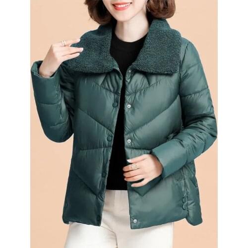 2021 Fashion Loose Down Cotton Jacket Winter Coat Winter Short Parka Women Lambswool Collar Wadded Jacket
