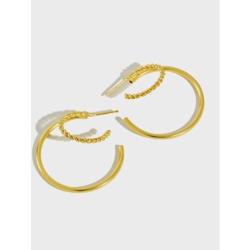 SHANICE Korean S925 Sterling Silver Stud Earrings INS Simple Double Circles Twist Female Earrings Stud Earrings Gold & Silver