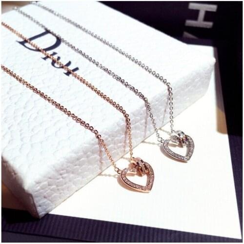 Cute Heart Shape Silver Color Gold Bling Pendant Neckalce for Women Fashion Jewelry Statement Choker