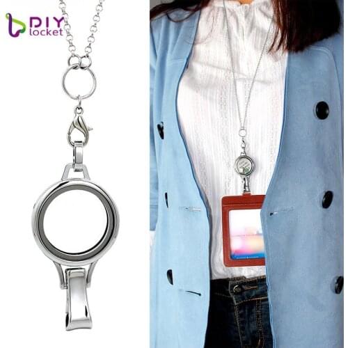 10PCS 30mm Lanyard Locket Pendant Magnetic Glass Floating Charm Lockets Round Lanyard Lockets Pendant with Free Chain
