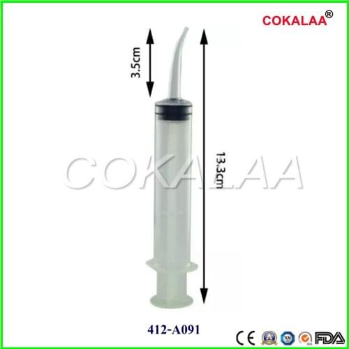 10pcs Dental Disposable Elbow Syringe Dental Impression Syringes 12ml Conveyor Irrigation Syringe Mixed Washing Curved Tip