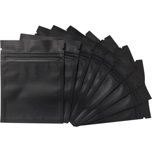 100 Pack Smell Proof Bags - 3 x 4 Inch Resealable Mylar Bags Foil Pouch Bag Flat Zipper Closure Bag Matte Black