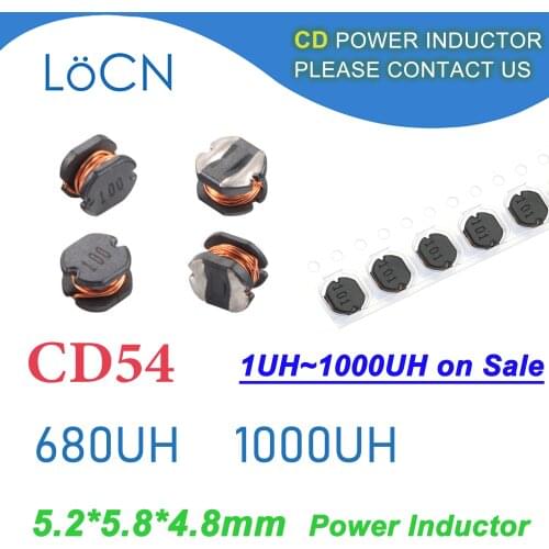 500Pcs 1500Pcs CD54 SMD Power Inductor 680UH 1000UH Patch Inductor 5.2*5.8*4.8mm High Quality 1UH ~ 1000UH