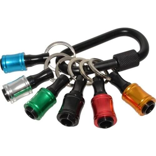 6 Pcs 1/4Inch Hex Shank Aluminum Alloy Screwdriver Bits Holder Extension Bar Drill Screw Adapter Change Keychain