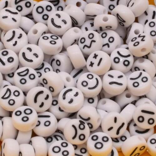 100pcs 4x7mm Facial Expression Acrylic Beads DIY Bracelets Necklaces Earrings Jewelry Making