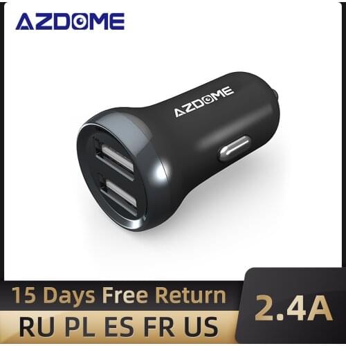 AZDOME Car Charger Dual USB For Mobile Phone Tablet 4.8A Fast Charger Car-Charger Adapter for iPhone X/8/8 Plus