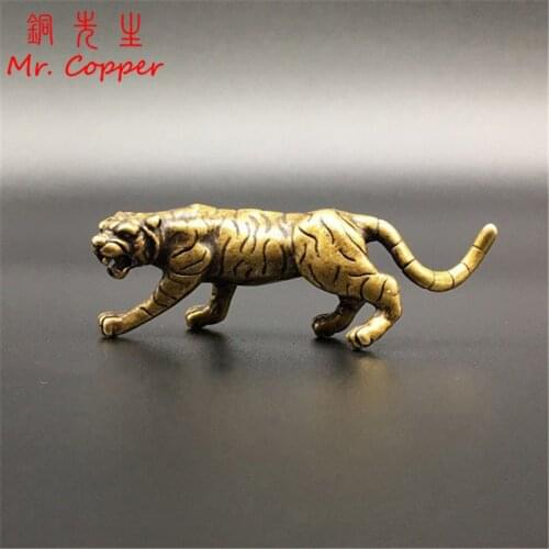 Pure Copper Zodiac Animal Siberian Tiger Figurine Ornaments Solid Brass Lucky North-east China Tigers Miniatures Desktop Decor