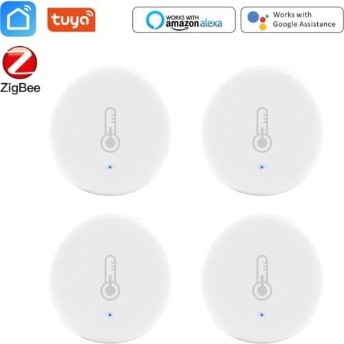 4/1 Pcs Tuya Zigbee Temperature Sensor Humidity Detector Smart Home Hygrometer Thermometer Support Alexa Google Assistant