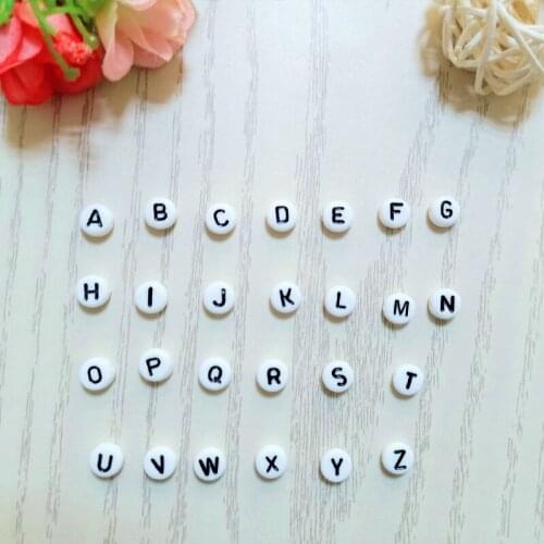 Cheap Jewelry Beads 1000pcs/lot Random Mixed White with Black Letter Small Beads 4x7mm for DIY Bracelet Necklace Pendant Making