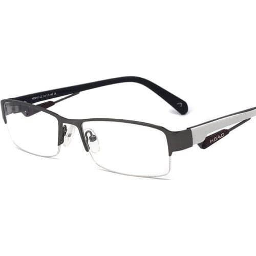 Design Eyewear Optical Frames Glasses Inspired Half Rim Fashion Grey White Big Men Metal HD640