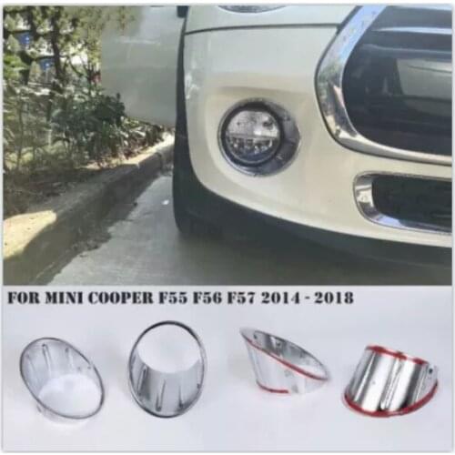 For Mini Cooper F55 F56 F57 3 Door 5 Door 2014 - 2018 ABS Bright Silver Front Fog Light Lamp Decoration Frame Ring Cover Trim
