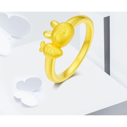 Exquisite Animal Jewelry Cute Rabbit Carrot Adjustable Size Rings Fun Trend Golden Accessories For Women Wedding Birthday Gifts