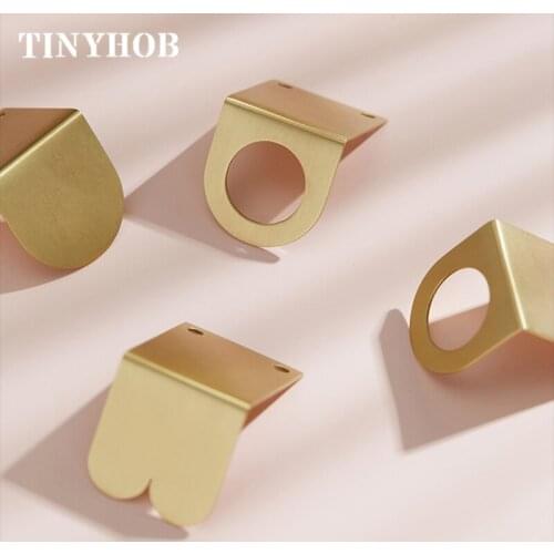 Creative Hidden Cabinet Knobs and Pulls Invisible Brass Cupboard Handles Gold Pull Minimalist Furniture Kitchen Accessories