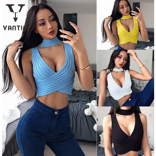 Sexy Crop Tank Tops Women Short Sweater Fashion Streetwear Summer Womens Chest Tight-fitting Sleeveless Neck Sweater for Women