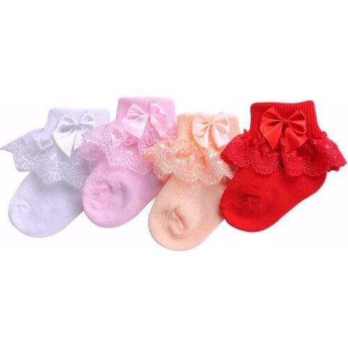 Bow Lace Baby Socks Newborn Cotton Baby Girls Sock Cute Princess Style Toddler Socks Baby Accessories for Children