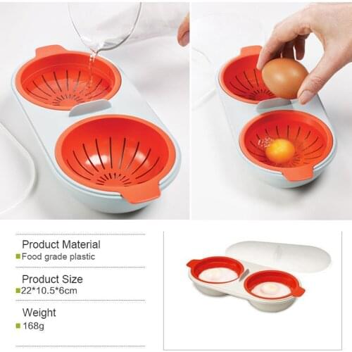 Microwave Egg Poacher Food Grade Cookware Double Cup Egg Boiler Kitchen Steamed Egg Mold Egg Cooker Cooking Tools