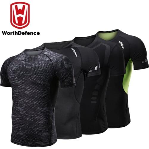 Worthdefence Compression T-Shirt Clothing for Summer Men Quick Dry Sports Wear Running Jogging Gym Fitness Workout Shirt Clothes