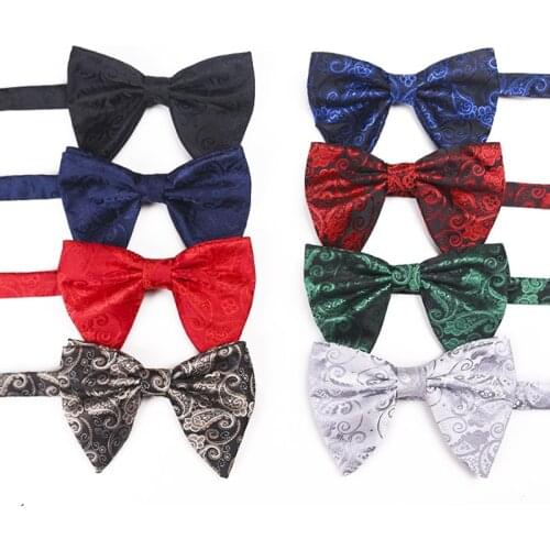Linbaiway Fashion Printed Polyester Big Bowties for Women Mens Groom Party Adjustable Bow Tie Gift Tuxedo Bow Tie Custom Logo