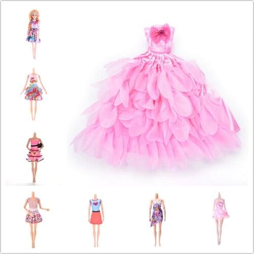 Many Style Doll Dress Clothes Clothing Elegant Lace Multi Layers Wedding Dress For Barbie Doll Luxury Floral Dolls Accessories