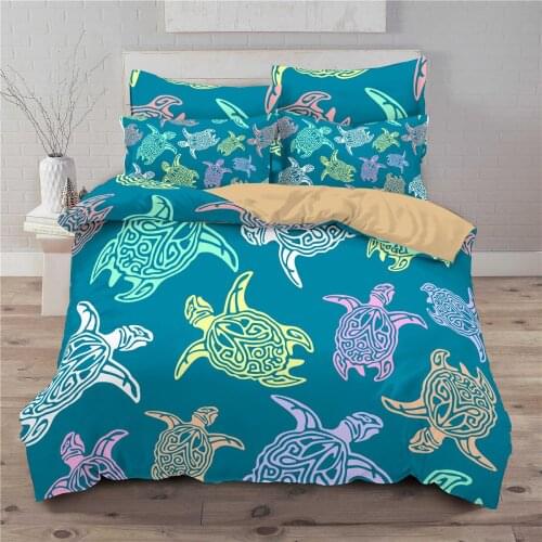 Cartoon 3D Sea Turtle Printed Duvet Cover Bedding Set 200x240 Animal Quilt Cover Pillowcase Single Twin Queen Double Full King