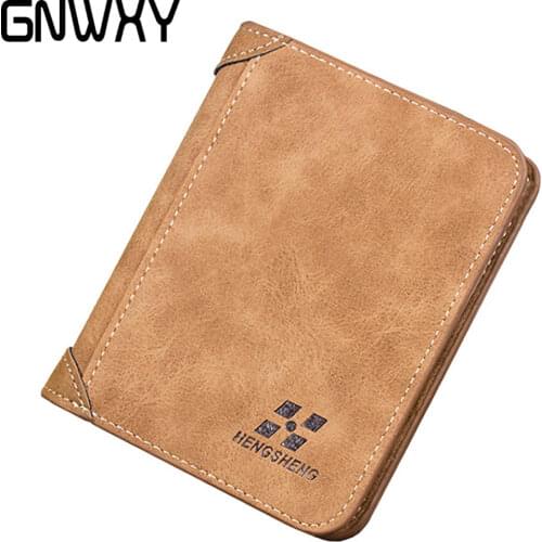 Mens Wallet Europe Vintage Wallet Thin Fashion Casual Nubuck Soft Leather Horizontal/Vertical Style Wallet Solid Color Purse