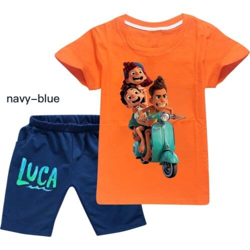 Boys Girls Outfits Toddler Clothing Set Boutique Kids Baby Girl Clothes Hot movie Luca Cartoon Featured Short Sleeve Suit 2-16Y