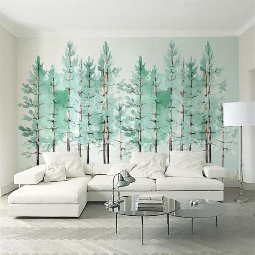 Mural wall papers home decor Custom wallpaper Modern fashion mint green fresh wood Nordic mural tapeta do pokoju