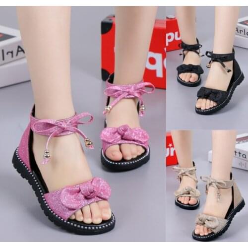 Girls Shoes Flat Heel Sandals Kids Girls Spring Summer Little Kids Shoes Princess Dress Bow Fashion Shoes Teenage Girls