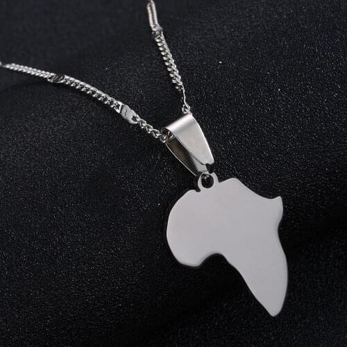 Stainless Steel African Map Pendant Necklace Fashion Map of Africa Chain Jewelry