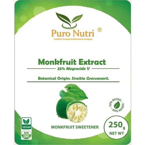 All Natural Sweetener Pure Monk Fruit Extract powder 25% Mogroside V Zero calorie Sugar Replacement Luohanguo CAS 88901-36-4